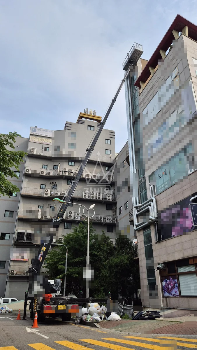 경기 연천군 전곡읍 스카이차 외벽 작업 작업 현장