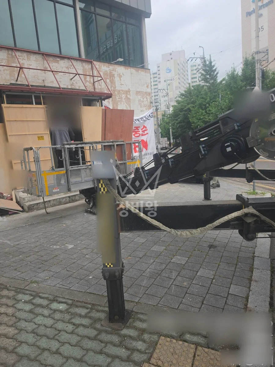 대구 달서구 스카이차 간판 작업 현장
