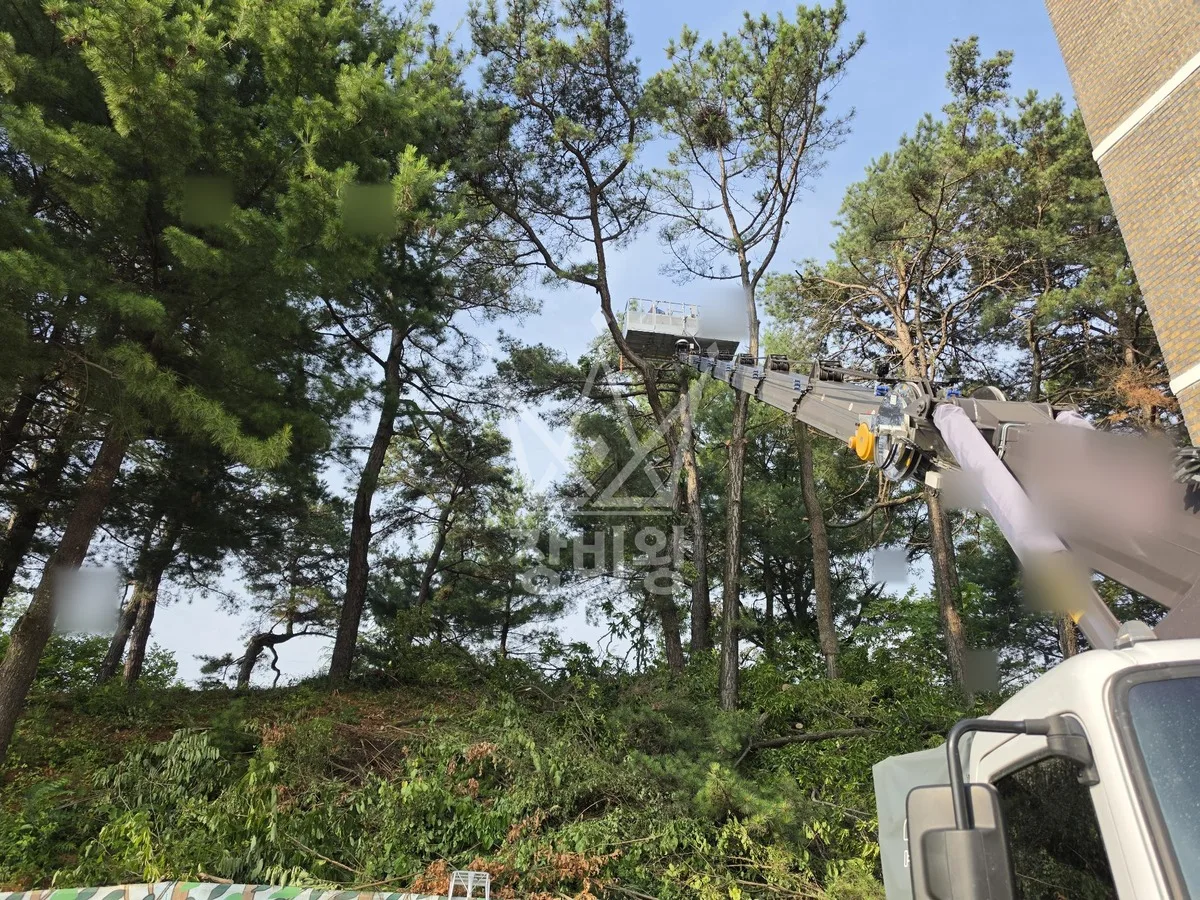 대전 유성구 계산동 스카이차 간판 작업 현장