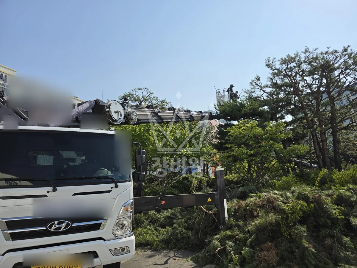대전 유성구 가정동 스카이차 철골 작업 현장