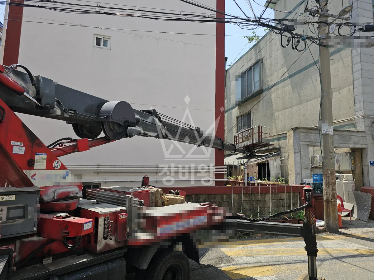 인천 제물포구 신포동 스카이차 에어컨 작업 현장