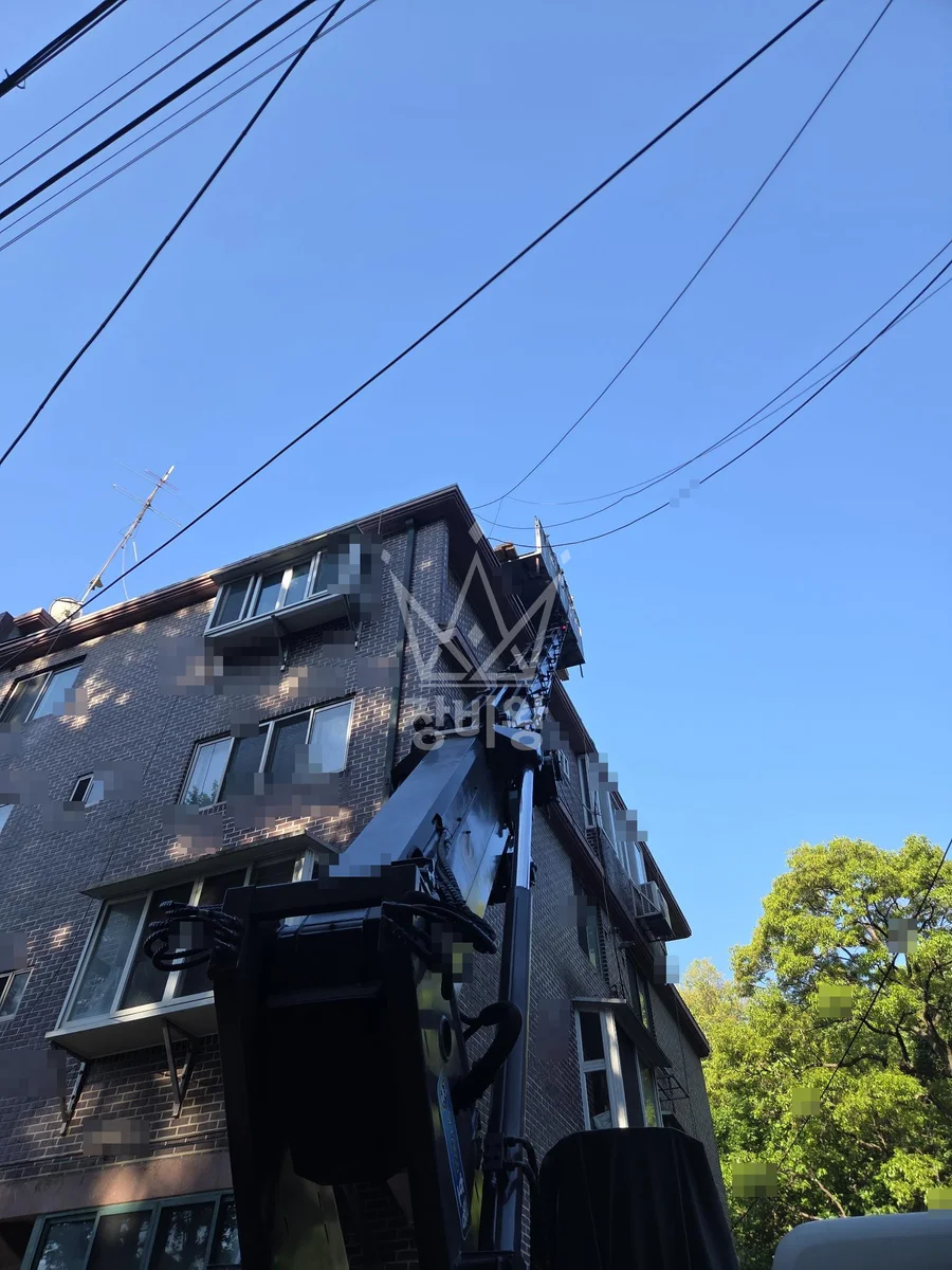 서울 도봉구 스카이차 간판 작업 현장