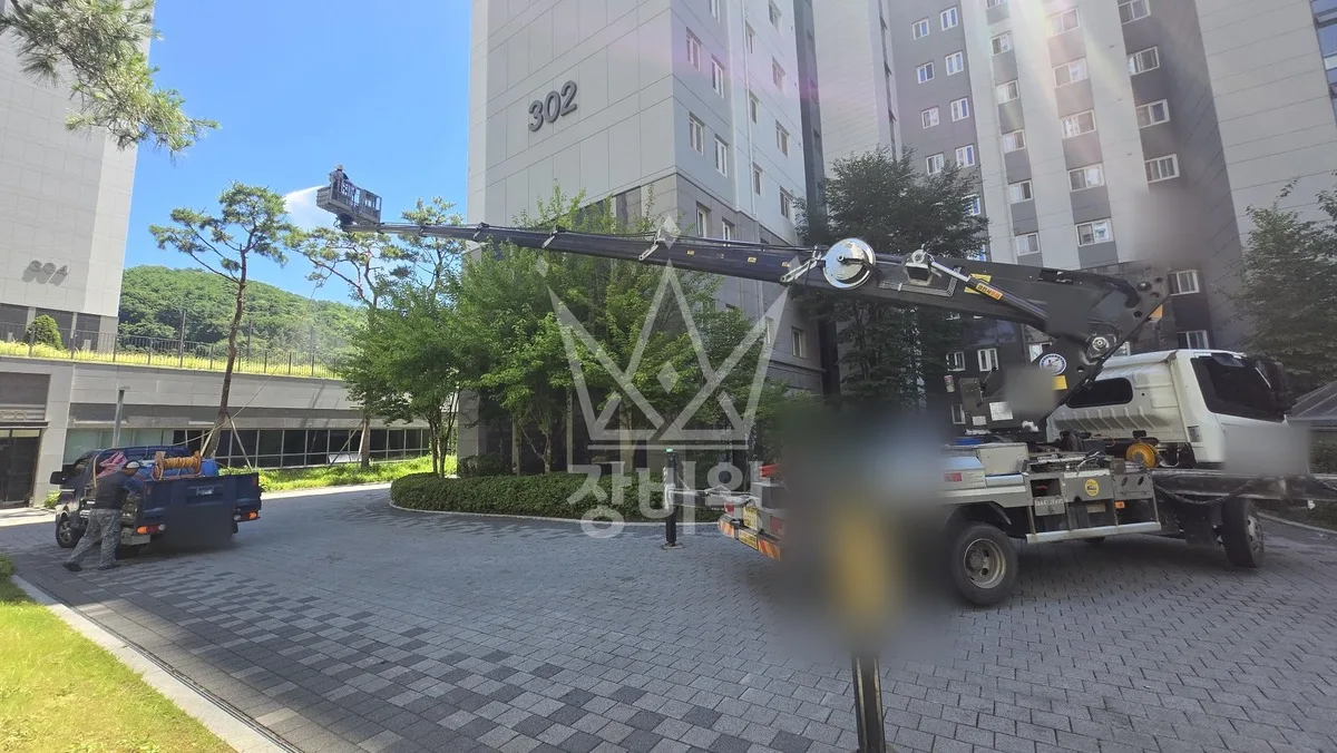 경기 하남시 스카이차 간판 작업 현장