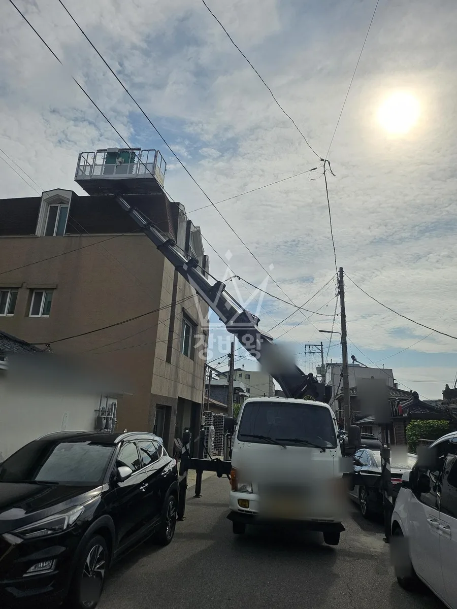 강원 양양군 스카이차 외벽 작업 작업 현장