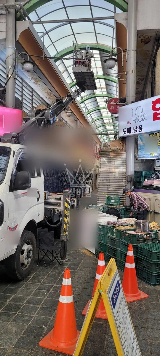 경기 이천시 설성면 스카이차 에어컨 작업 현장