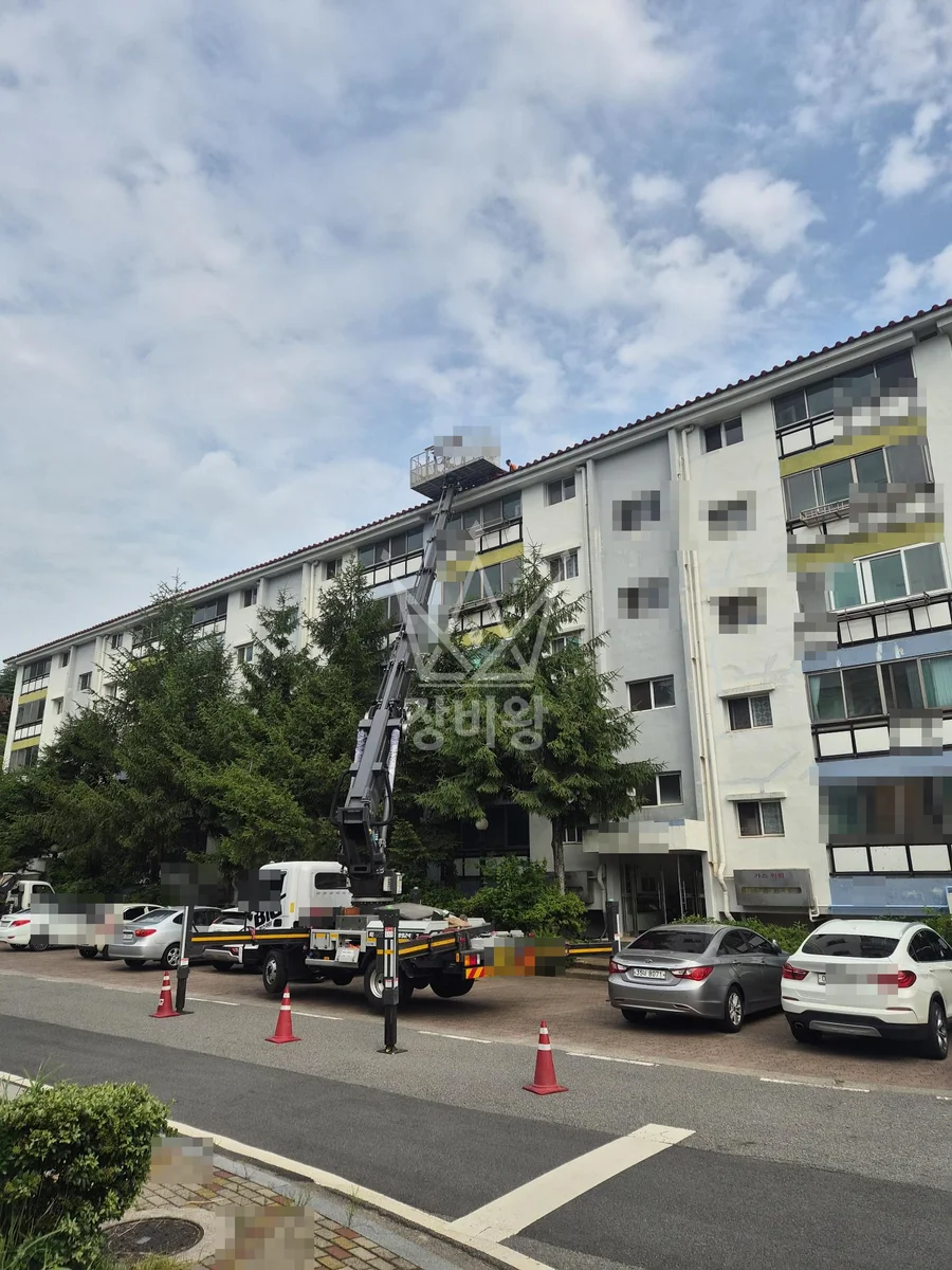 전남 영광군 스카이차 지붕 공사 작업 현장