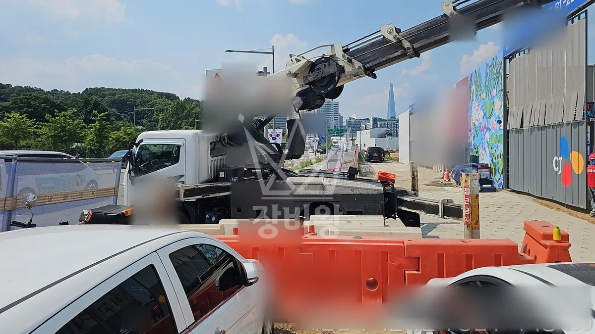 서울 강남구 스카이차 간판 작업 현장