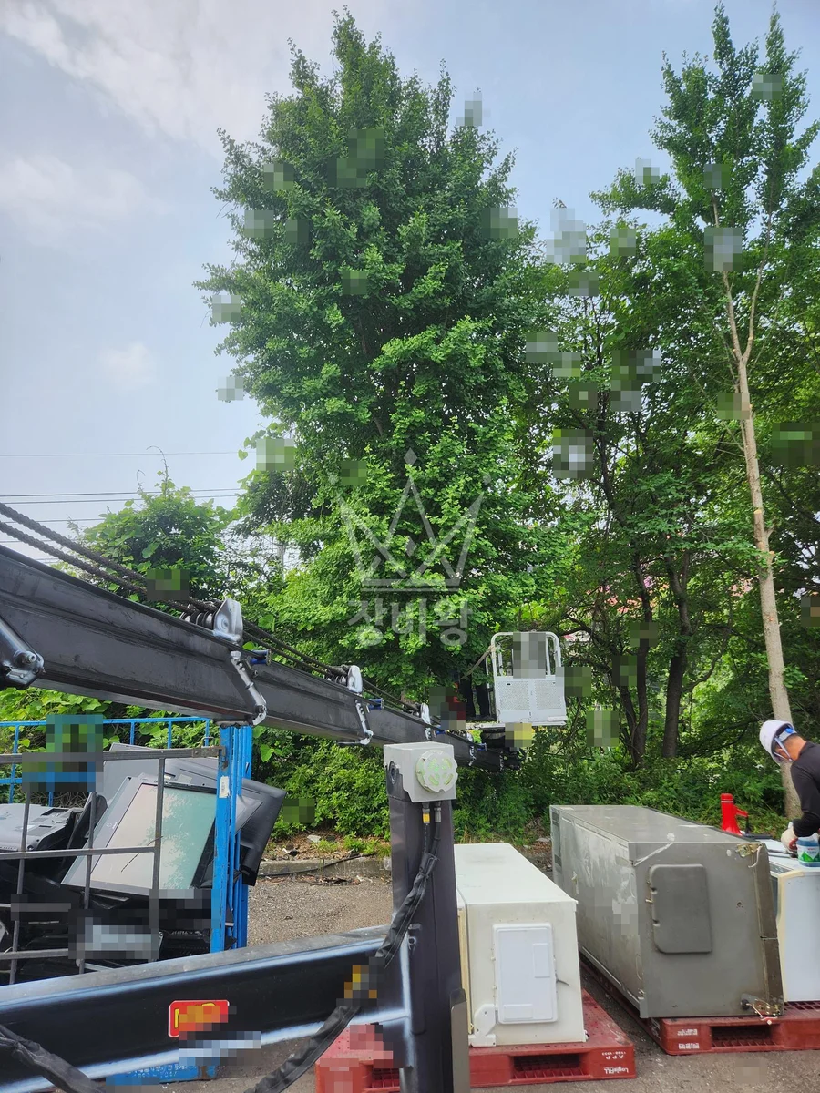경기 이천시 율면 스카이차 에어컨 작업 현장
