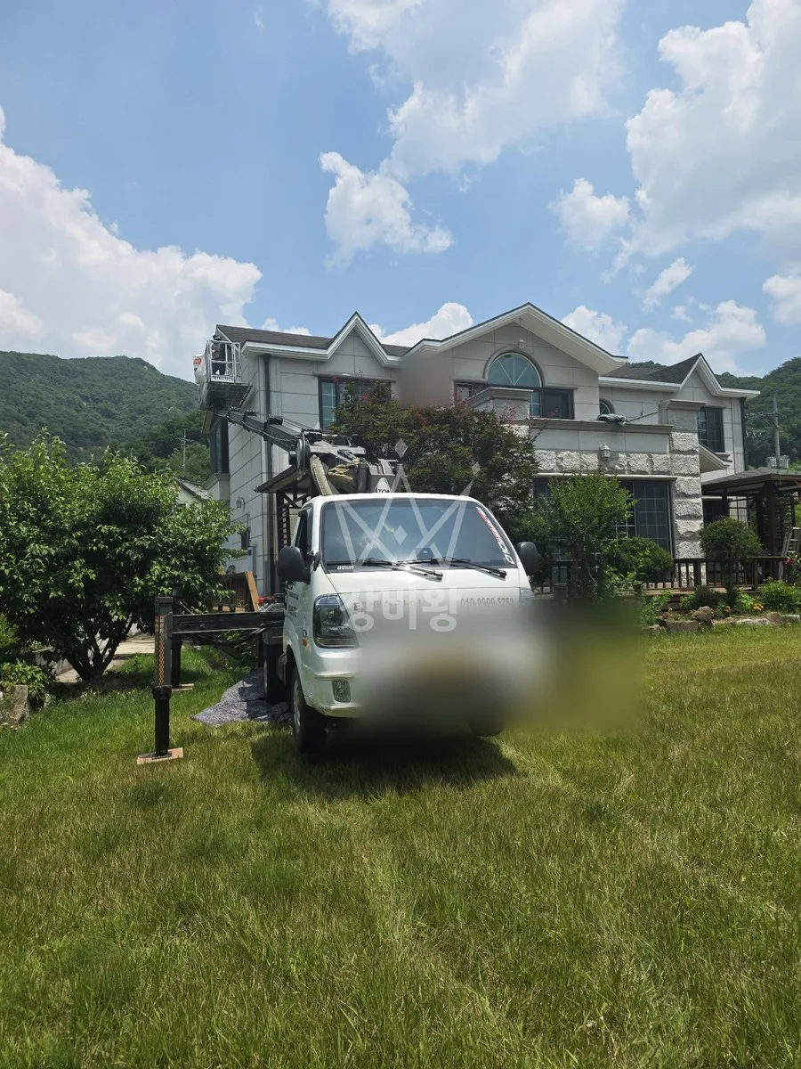 경기 안양시만안구 석수동 스카이차 간판 작업 현장