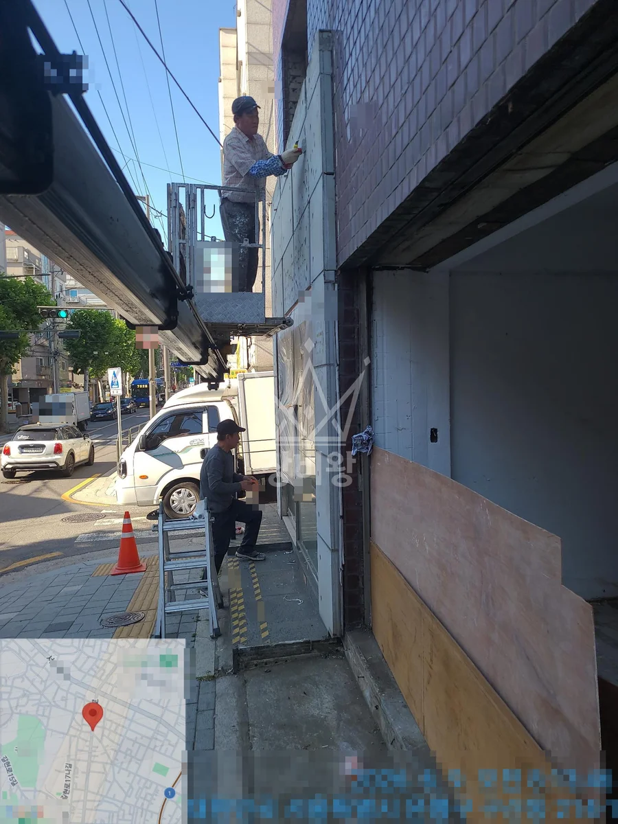 서울 은평구 스카이차 유리 작업 현장
