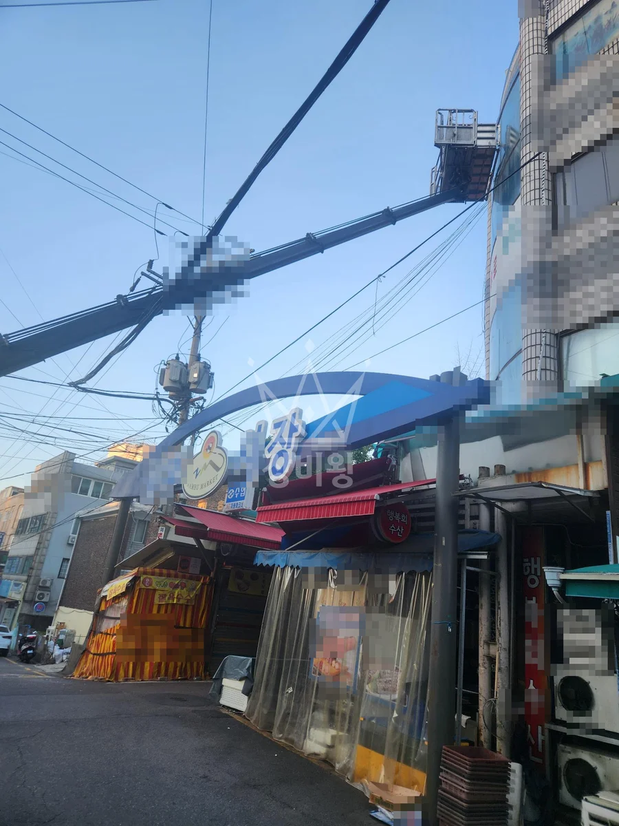 서울 강서구 마곡동 스카이차 간판 작업 현장