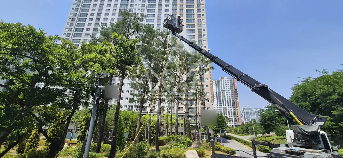 경기 연천군 전곡읍 간파리 스카이차 조경 작업 현장