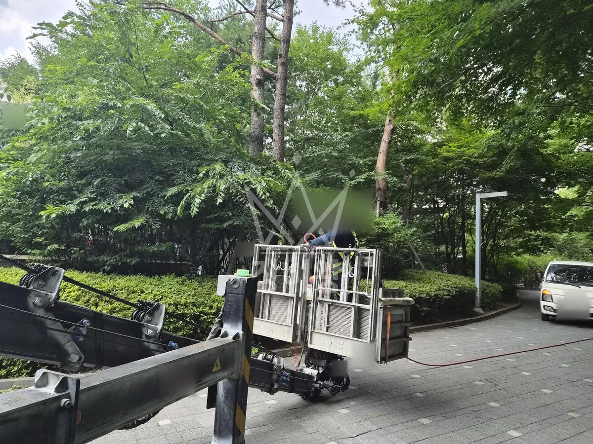 서울 마포구 도화동 스카이차 간판 작업 현장