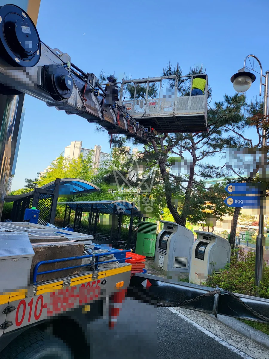 대전 유성구 덕명동 스카이차 철골 작업 현장