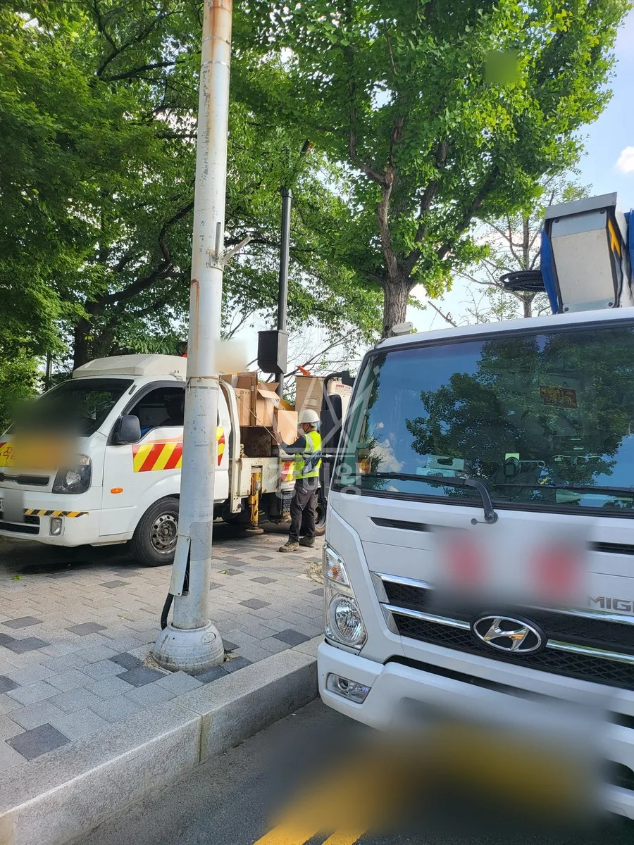 경기 성남시 스카이차 에어컨 작업 현장