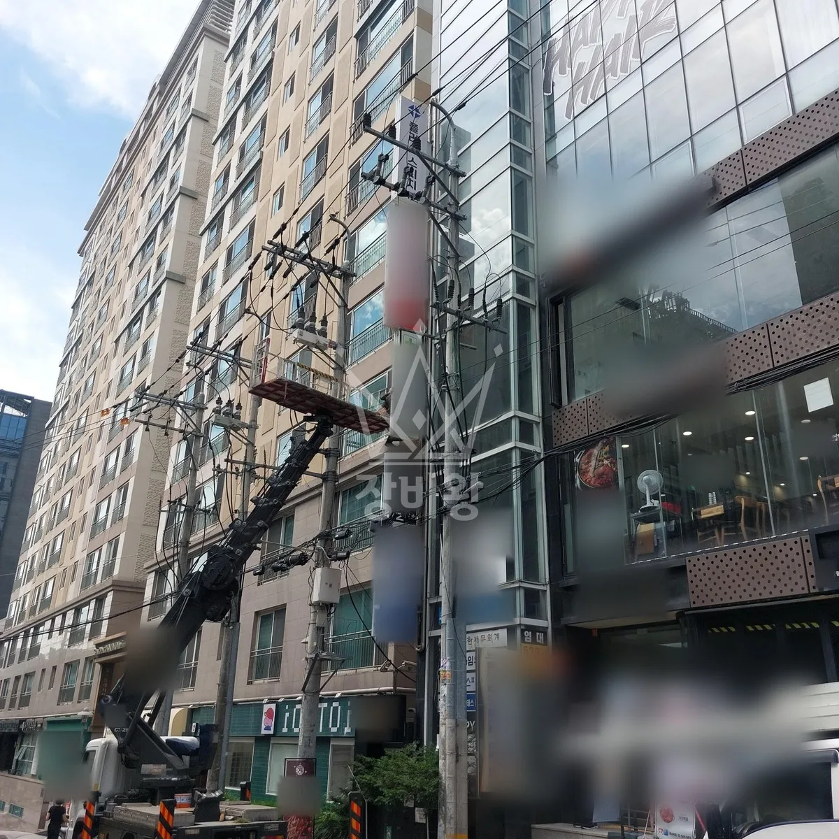 서울 강남구 삼성동 스카이차 유리 작업 현장