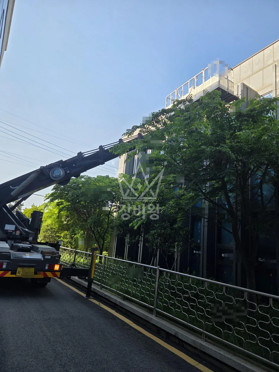 전남 완도군 스카이차 외벽 작업 작업 현장