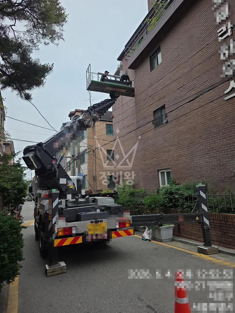 서울 서초구 양재동 스카이차 외벽 작업 작업 현장