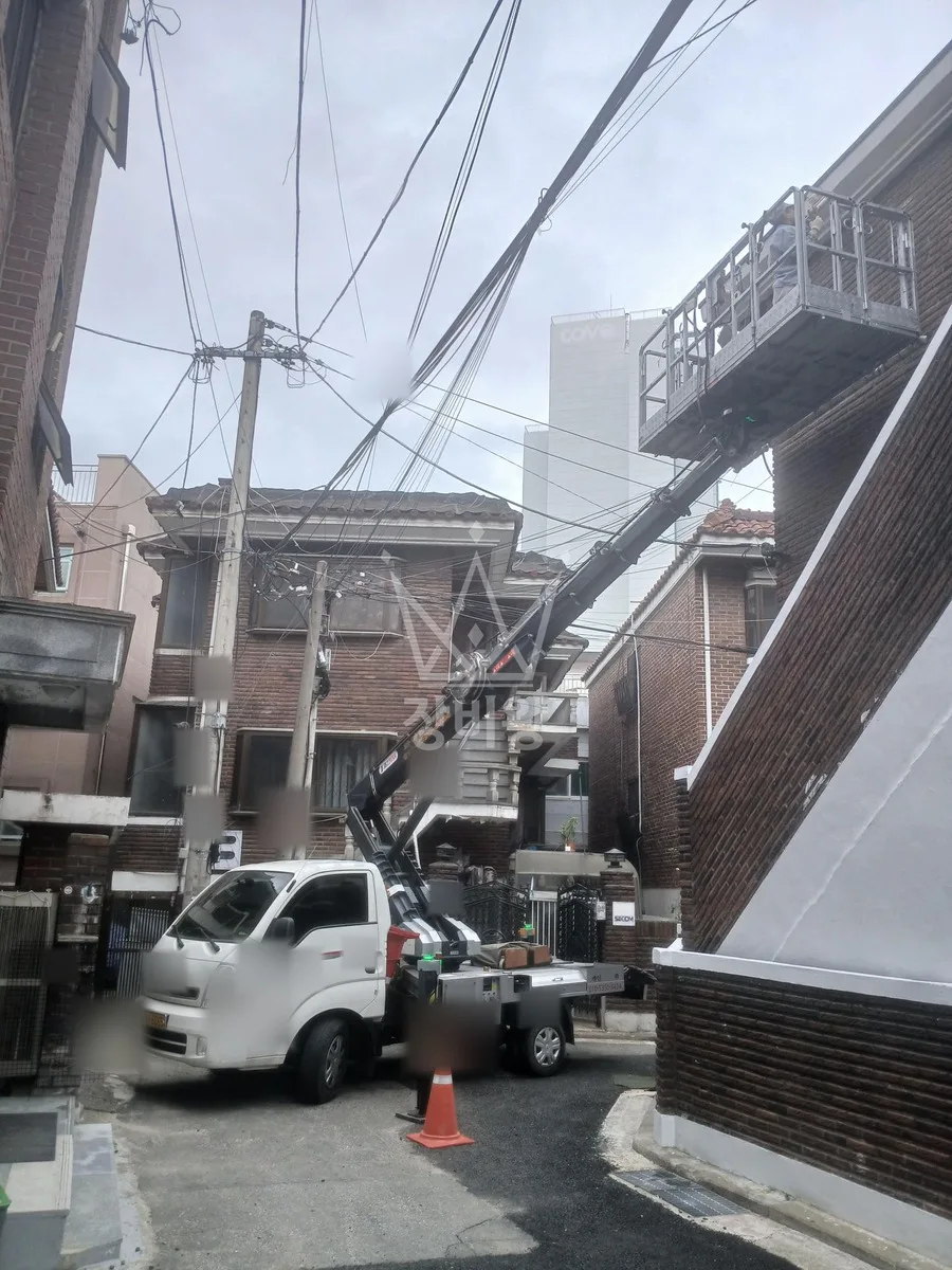 서울 동작구 사당동 스카이차 외벽 작업 작업 현장