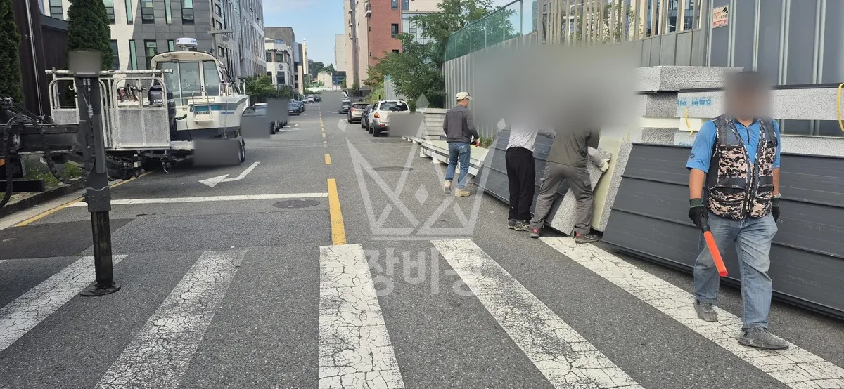 대전 유성구 송강동 스카이차 간판 작업 현장