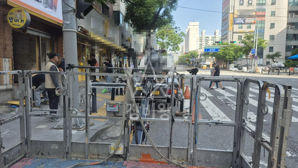 경기 연천군 백학면 백령리 스카이차 외벽 작업 작업 현장