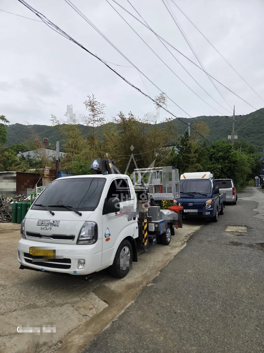 충남 홍성군 스카이차 외벽 작업 작업 현장