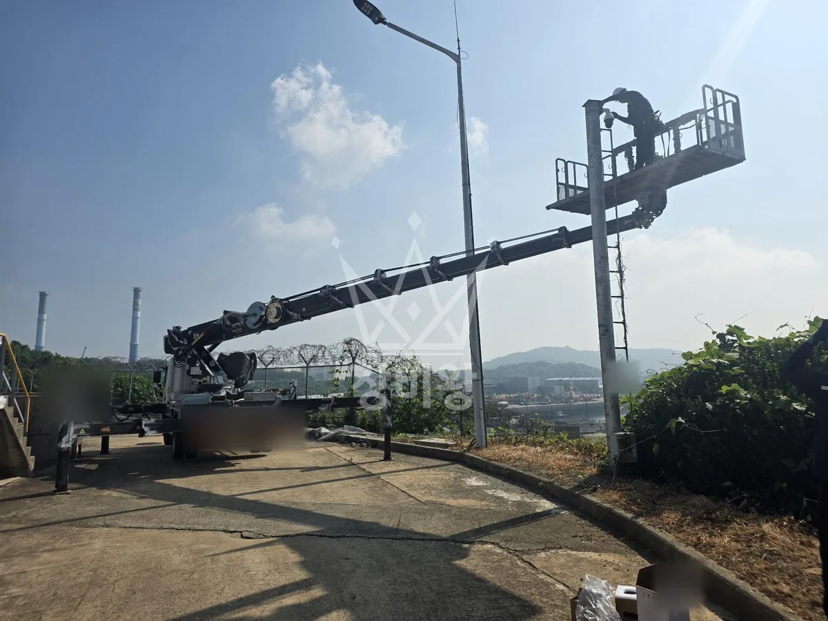 경기 평택시 세교동 스카이차 에어컨 작업 현장