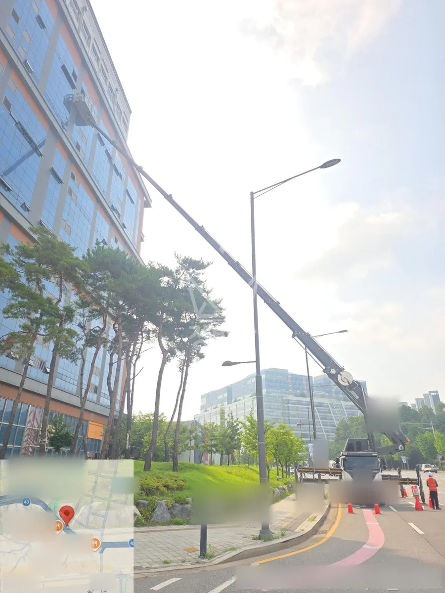 경기 연천군 스카이차 외벽 작업 작업 현장
