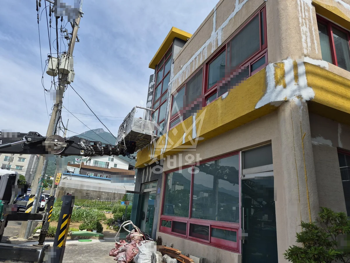 울산 중구 장현동 스카이차 외벽 작업 작업 현장