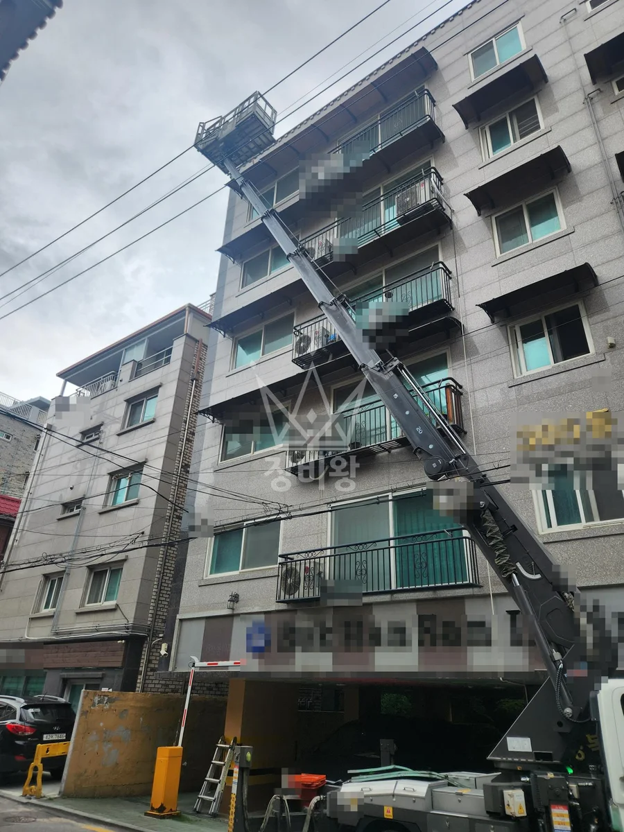서울 도봉구 스카이차 간판 작업 현장