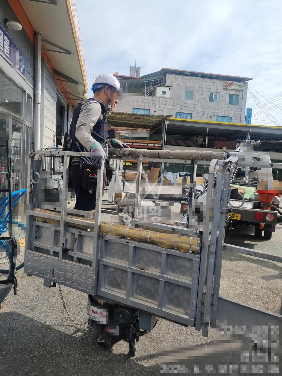 경남 거창군 스카이차 외벽 작업 작업 현장