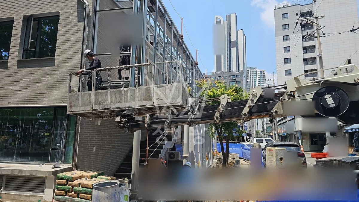서울 영등포구 당산동 스카이차 간판 작업 현장
