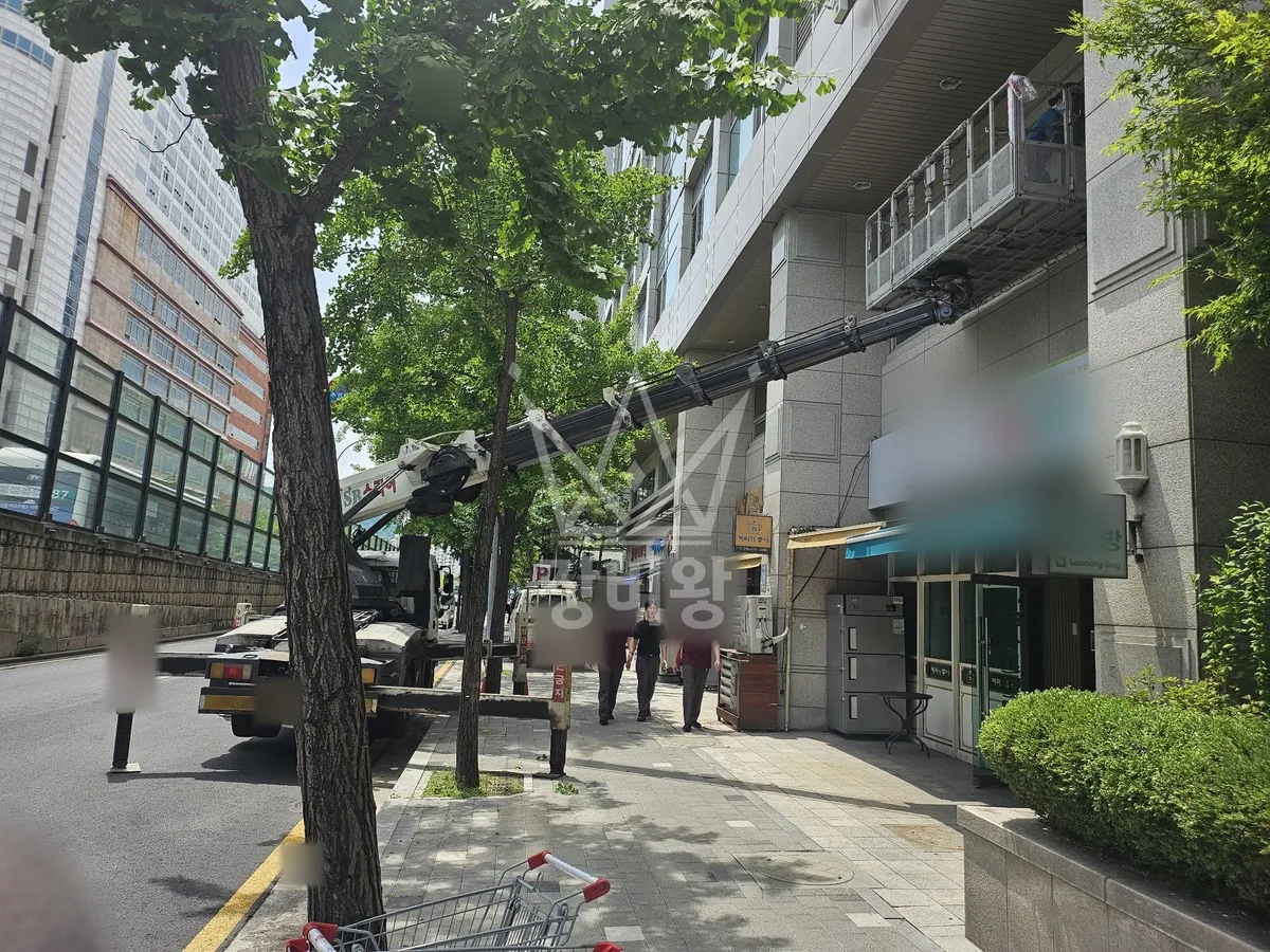 서울 강남구 역삼동 스카이차 외벽 작업 작업 현장