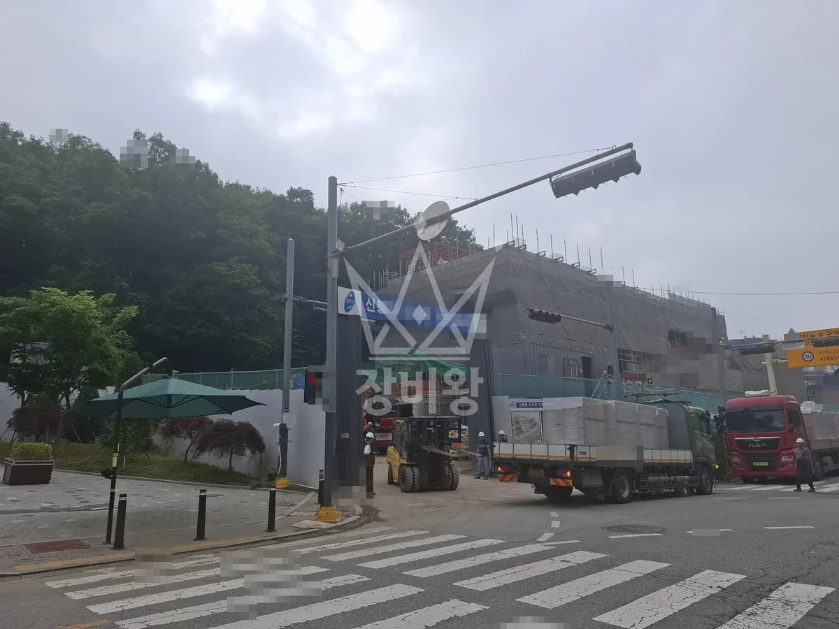 경기 부천시원미구 스카이차 간판 작업 현장
