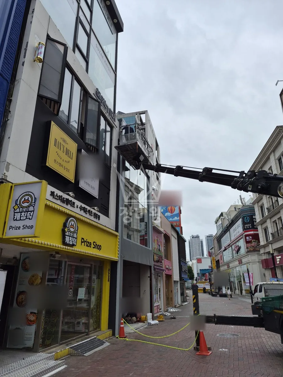대구 스카이차 유리 작업 현장