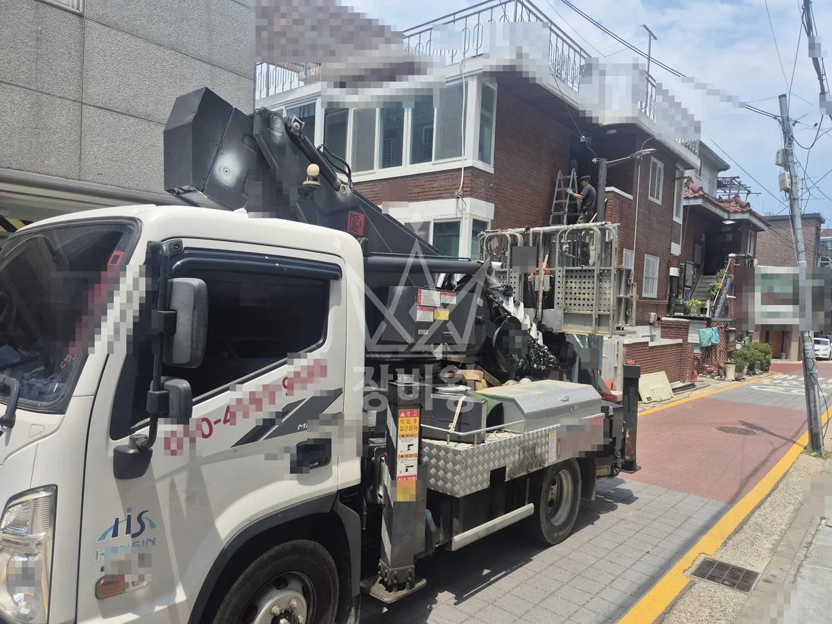 서울 강서구 오쇠동 스카이차 간판 작업 현장