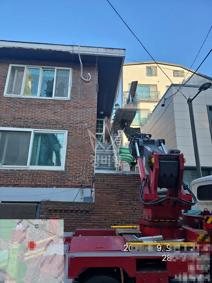 서울 동작구 스카이차 외벽 작업 작업 현장