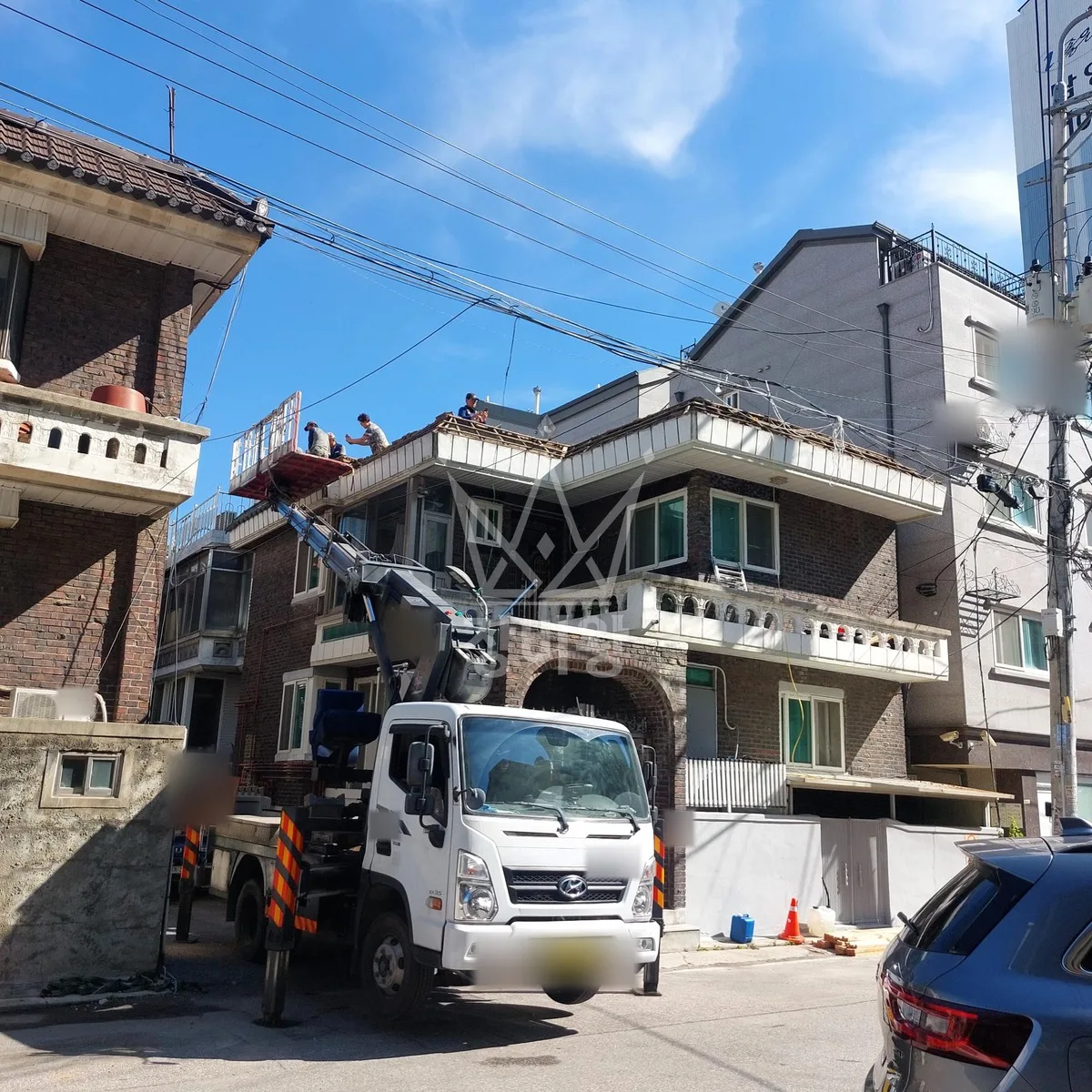 경기 구리시 스카이차 외벽 작업 작업 현장