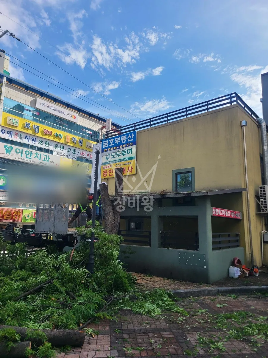 대전 중구 스카이차 철골 작업 현장