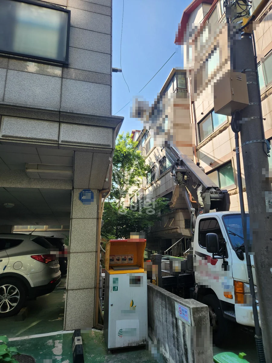 서울 송파구 삼전동 스카이차 유리 작업 현장
