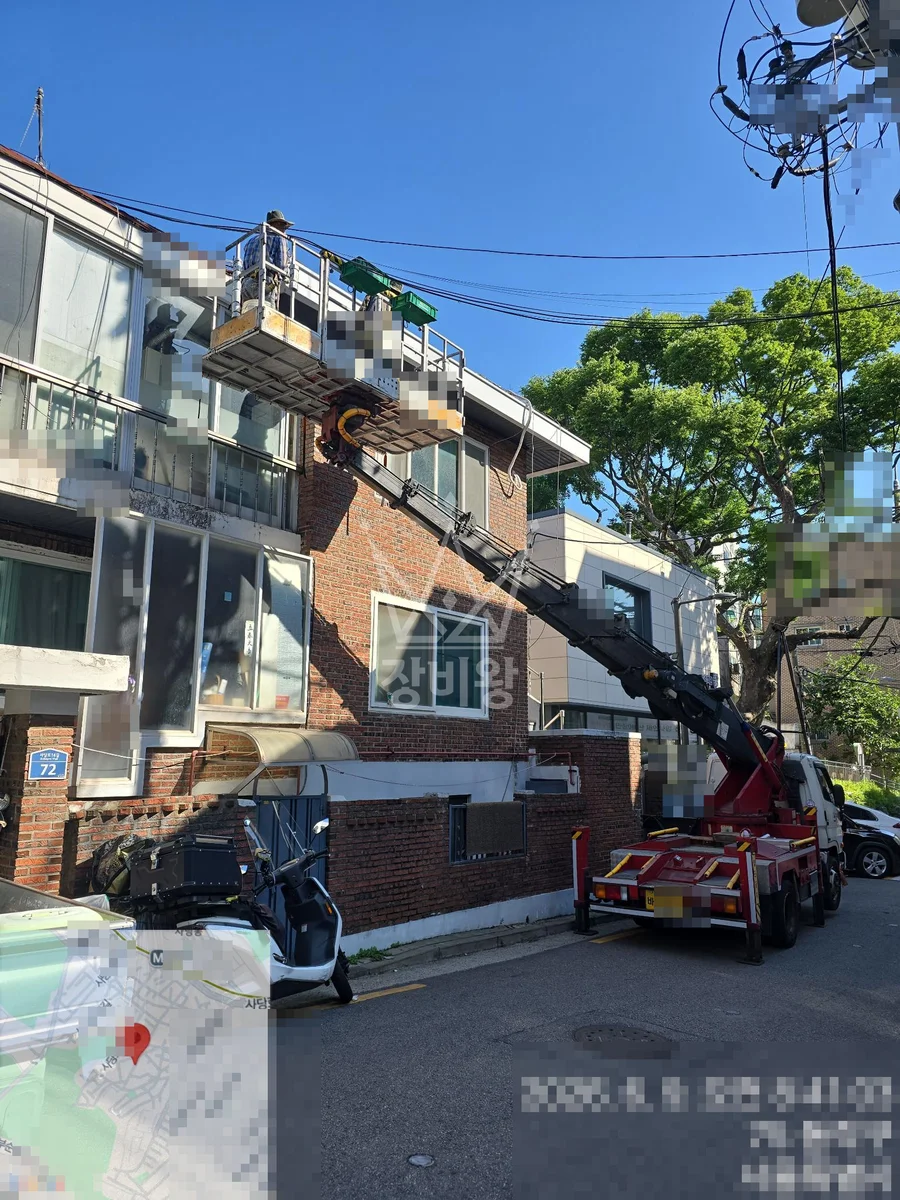 서울 동작구 스카이차 외벽 작업 작업 현장