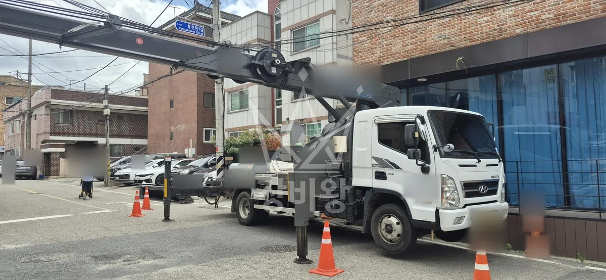 충남 부여군 남면 스카이차 간판 작업 현장