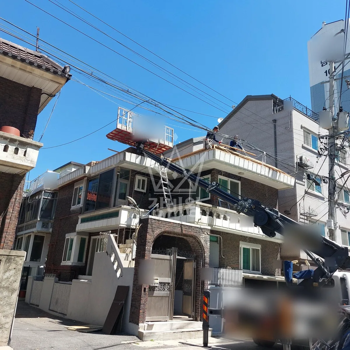 경기 구리시 스카이차 외벽 작업 작업 현장