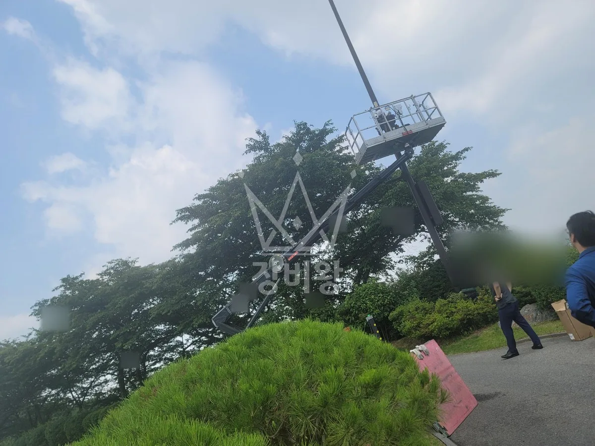 경기 파주시 와동동 스카이차 간판 작업 현장