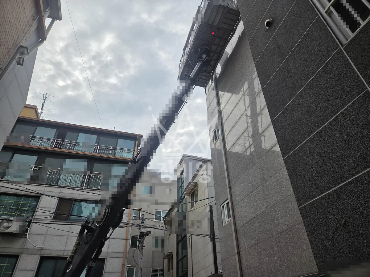 서울 중랑구 묵동 스카이차 외벽 작업 작업 현장