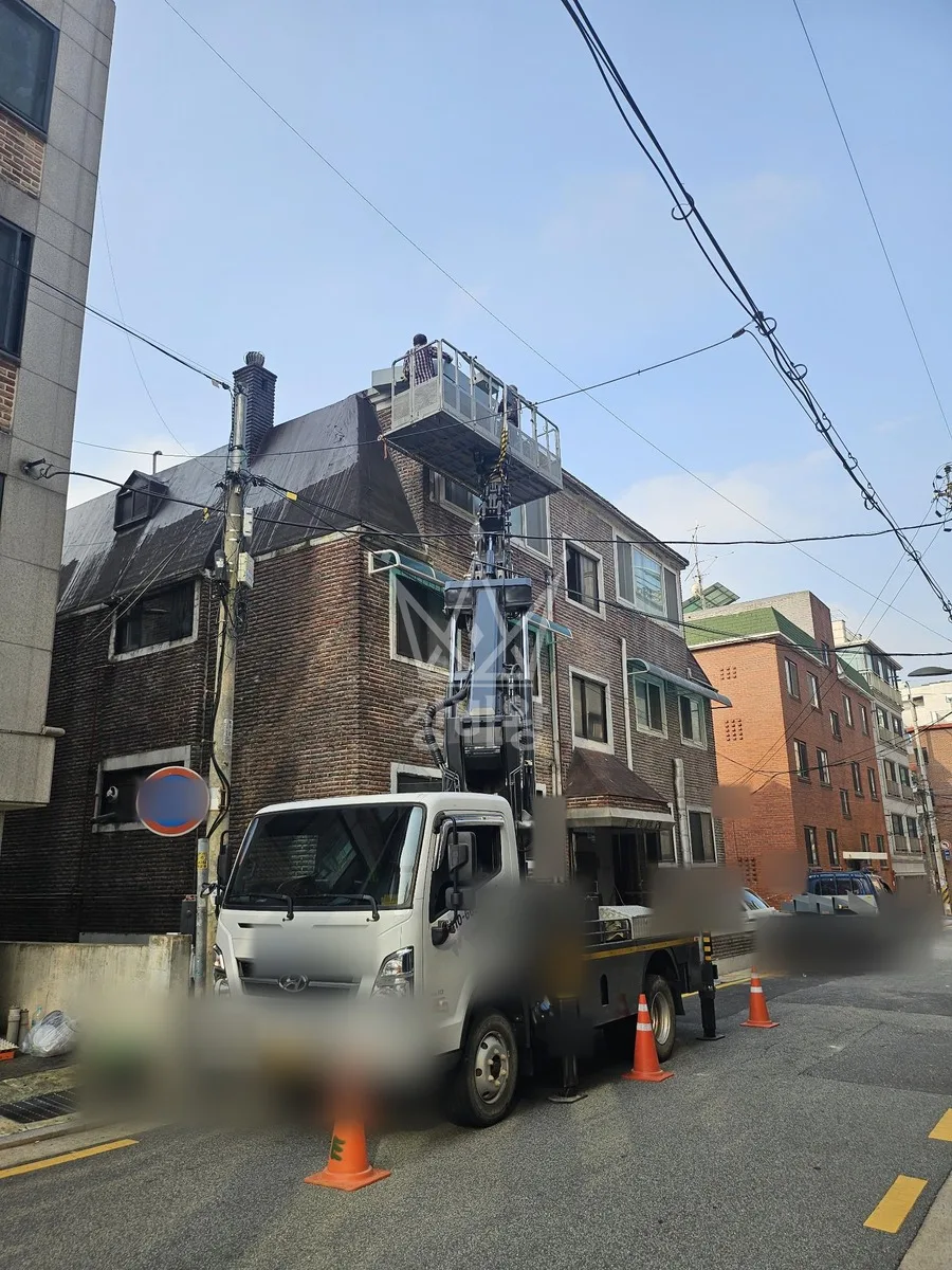 서울 송파구 삼전동 스카이차 간판 작업 현장