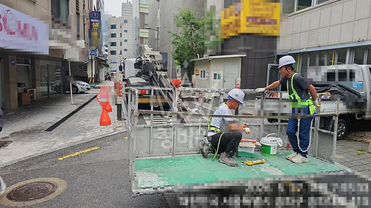 서울 송파구 신천동 스카이차 외벽 작업 작업 현장