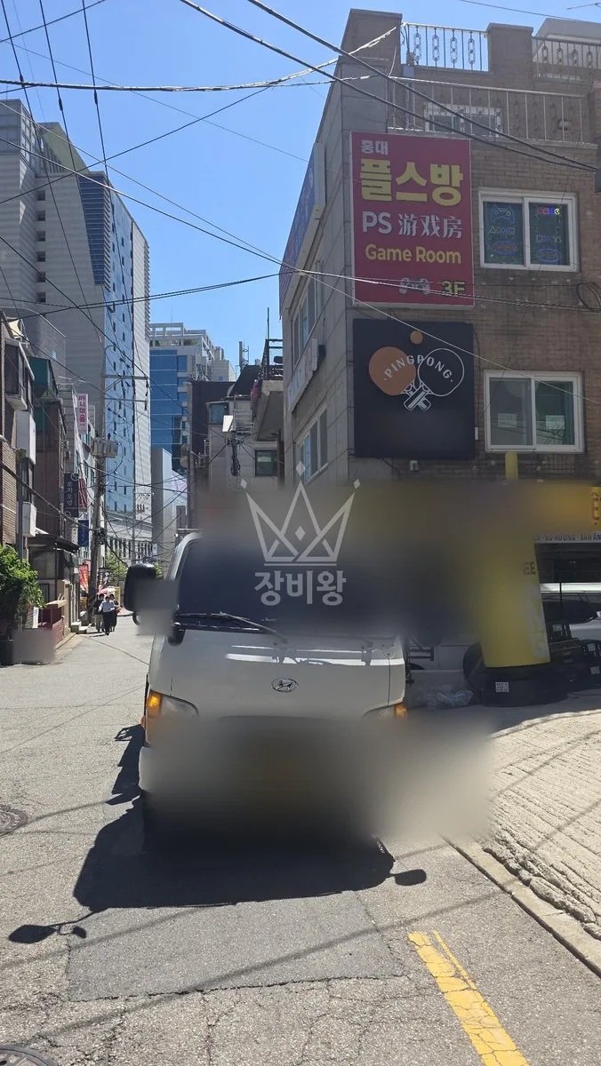 서울 마포구 상수동 스카이차 유리 작업 현장