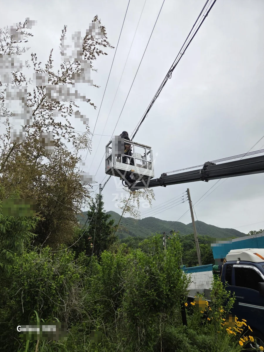 충남 논산시 스카이차 에어컨 작업 현장