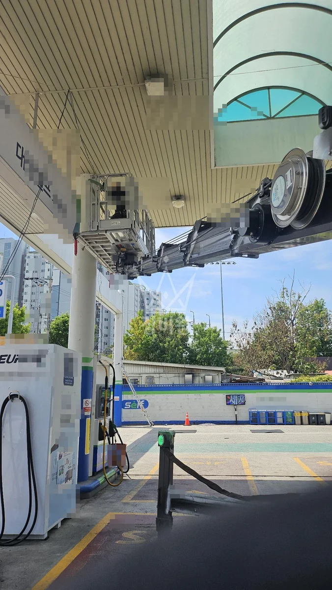 대전 스카이차 유리 작업 현장